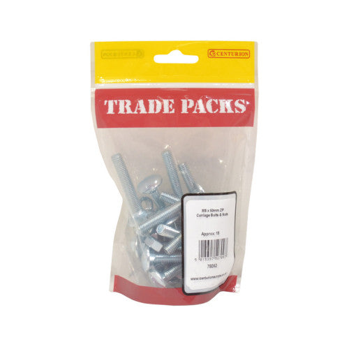 Carriage bolts M8 x 50mm 18 pack