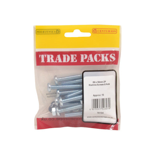 Machine screw M6 x 50mm 10 pack