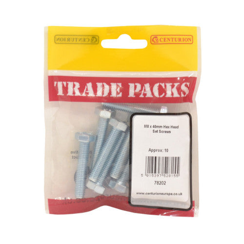Hex head screw M8 x 40mm 10 pac
