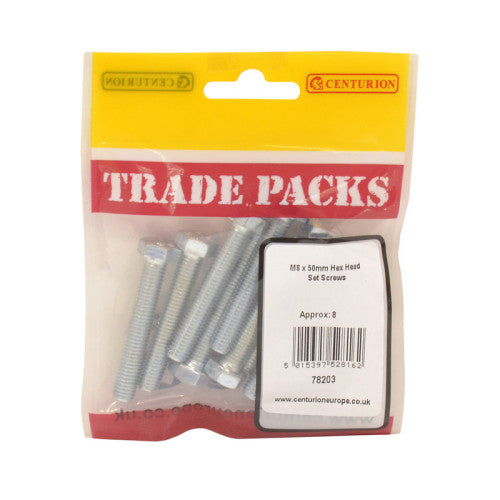 Hex head screw M8 x 50mm 8 pack