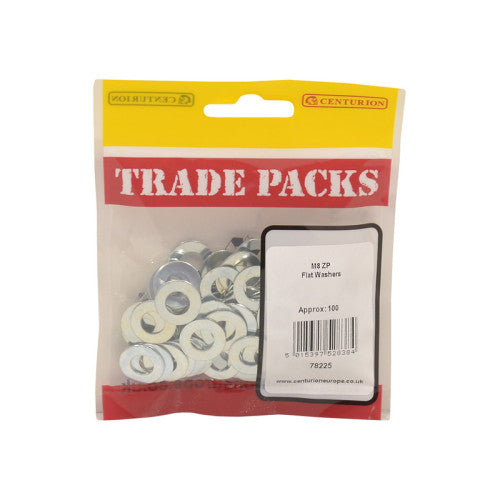 Washers M8 flat 100 pack