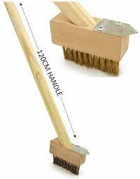Patio wire brush with scraper