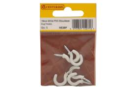 White PVC Shouldered Cup Hooks (Pack of 5) 19mm