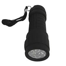 9 LED Black Rubber Coated Mini Torch - B