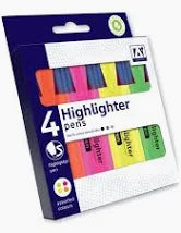 4 highlighter pens