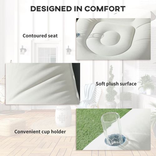 Outsunny Inflatable Chair and Foot Stool for Gaming, Reading, Watching, Grey