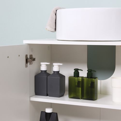 kleankin Bathroom Pedestal Under Sink Cabinet with Storage Shelf Double Door