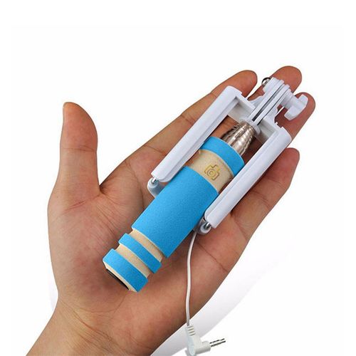 Aquarius Black Mini Selfie Stick Monopod with AUX Wire, Sky Blue