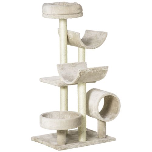 Multi-Level Large Cat Tree Scratching Post Perch Play Center Tunnel Beige