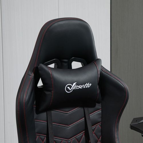 Racing Gaming Chair PU Leather Gamer Recliner Home Office, Black