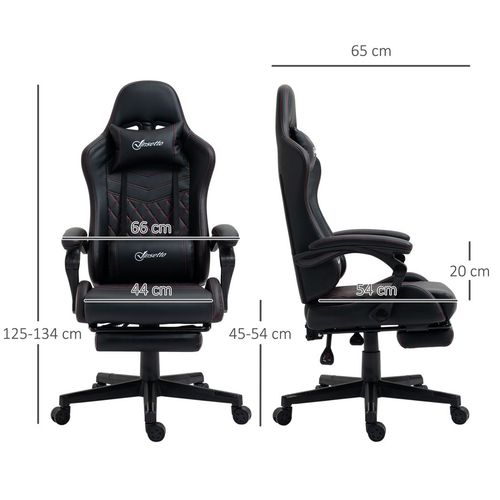 Racing Gaming Chair PU Leather Gamer Recliner Home Office, Black