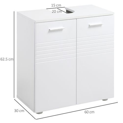 kleankin Bathroom Pedestal Under Sink Cabinet with Storage Shelf Double Door