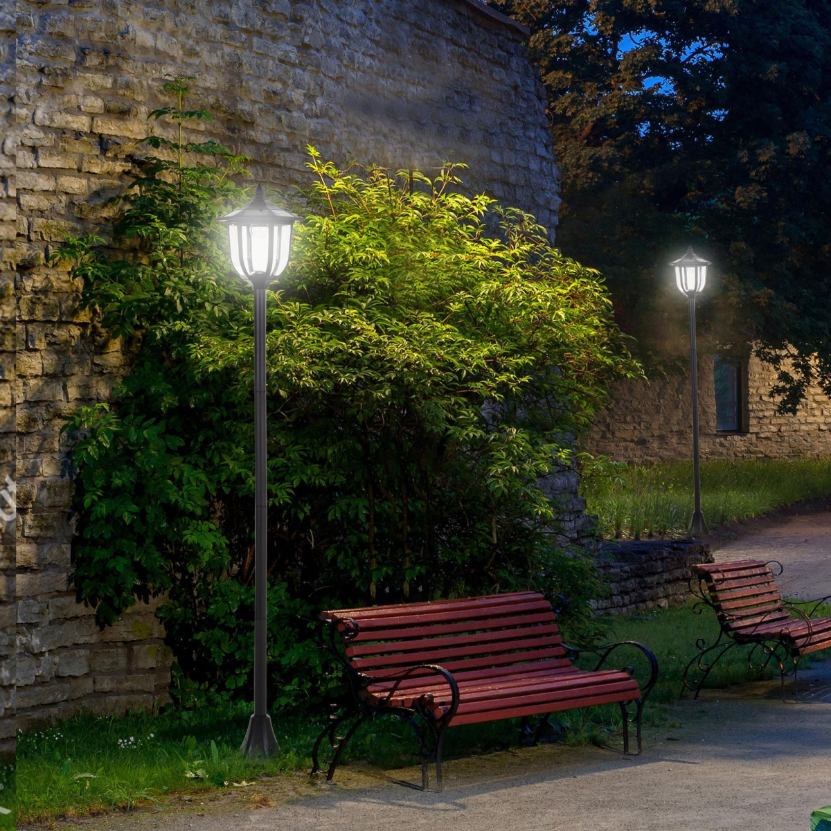 Elegant 1.77m Solar LED Garden Lamp Post - Eco-Friendly Illumination
