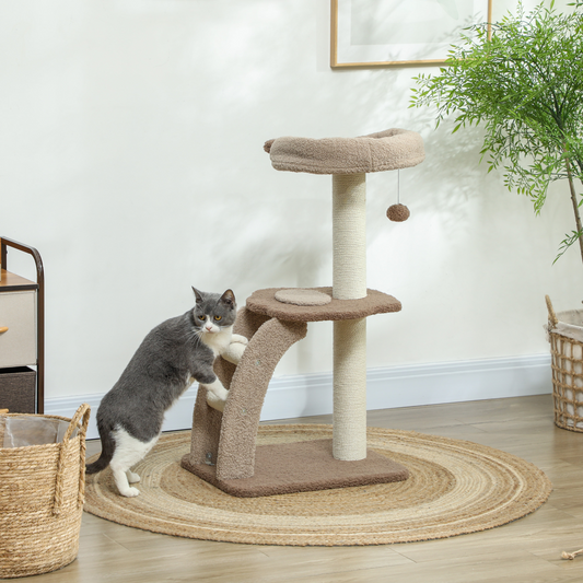 PawHut 88cm Cat Tee for Indoor Cats, Cat Tower with Scratching Post, Brown