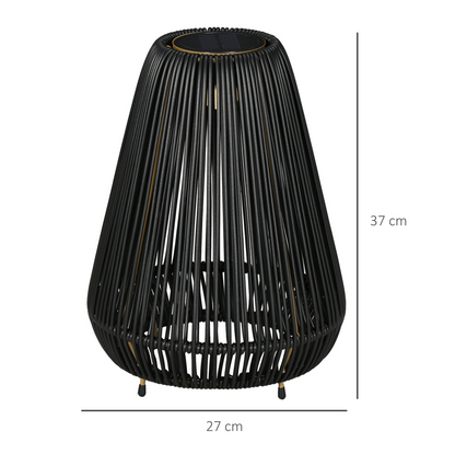 Outsunny 3-Level Adjustable Garden Rattan Solar Lantern, Black