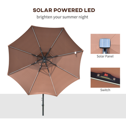 3m Cantilever Banana Parasol with Solar LED Lights & Easy Crank Function