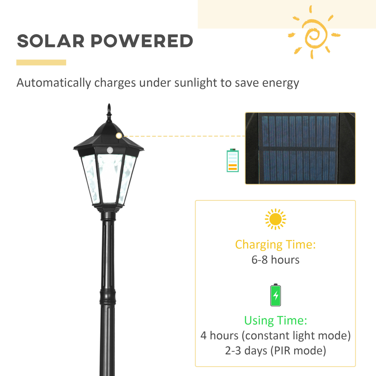 Antique-Style LED Solar Garden Lamp Post – Energy-Efficient Outdoor Lighting
