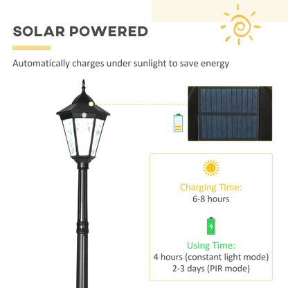 Antique-Style LED Solar Garden Lamp Post – Energy-Efficient Outdoor Lighting