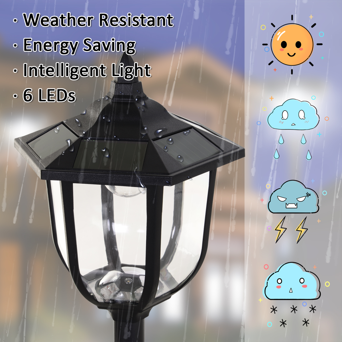 Elegant 1.77m Solar LED Garden Lamp Post - Eco-Friendly Illumination