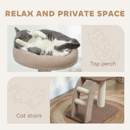 PawHut 88cm Cat Tee for Indoor Cats, Cat Tower with Scratching Post, Brown
