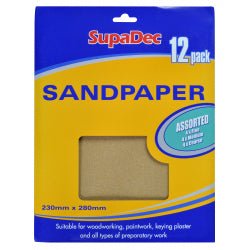 Sandpaper Assorted 12 Pack Supadec