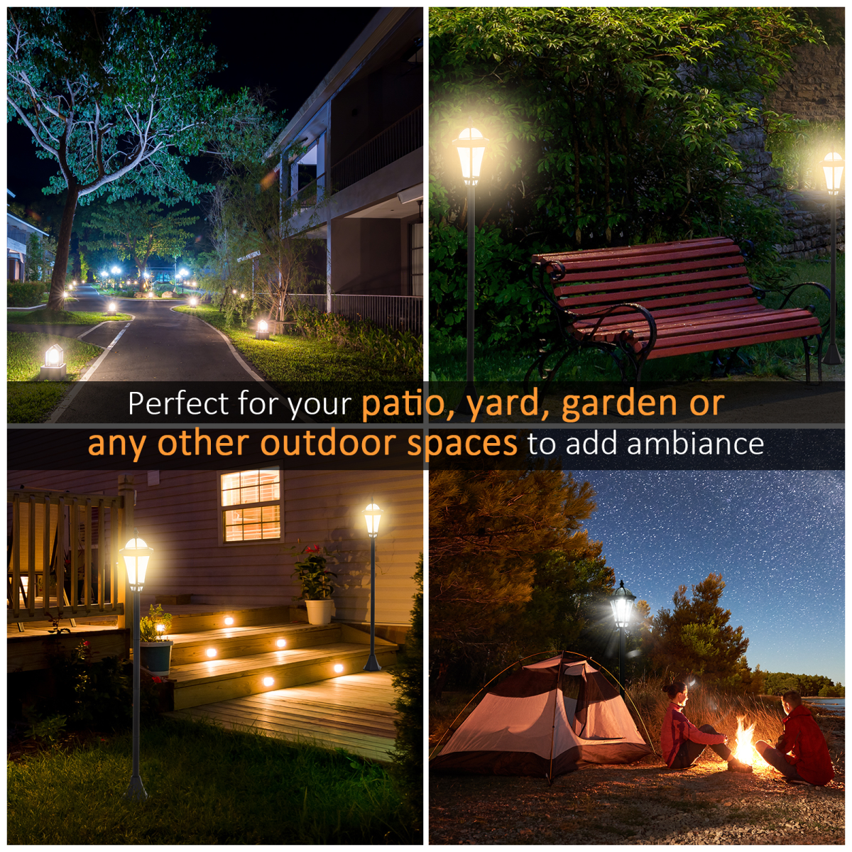 Elegant Solar-Powered LED Garden Lanterns - 2 Pack, Weather-Resistant Design