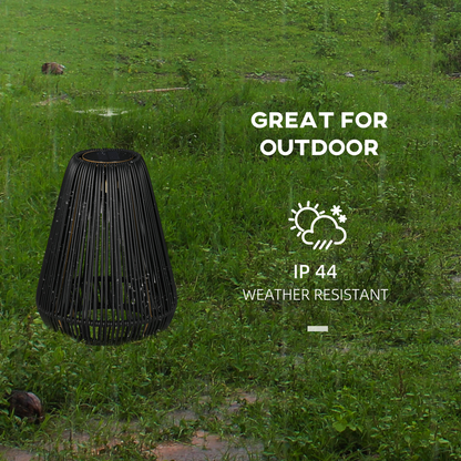 Outsunny 3-Level Adjustable Garden Rattan Solar Lantern, Black
