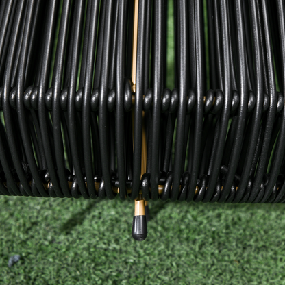 Outsunny 3-Level Adjustable Garden Rattan Solar Lantern, Black