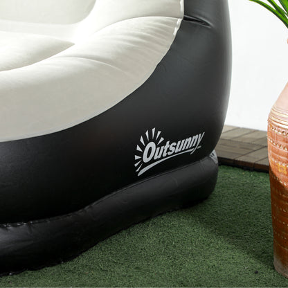 Outsunny Inflatable Chair and Foot Stool for Gaming, Reading, Watching, Grey