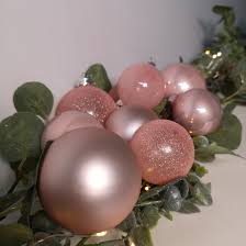 Christmas Baubles Shatter Proof Blush Pink