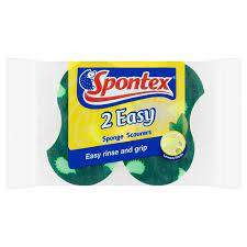 SPONTEX 2 EASY SPONGE SCOURER LEMON