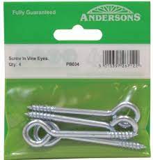 Screw In Steel Vine Eyes (Pack of 4) 75mm x 12mm