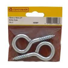 75 x 18mm ZP Steel Screw Eyes (Pack of 2)