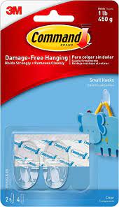 COMMAND SM CLEAR HOOKS W/CLEAR STRIPS 17