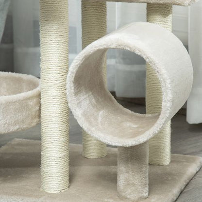 Multi-Level Large Cat Tree Scratching Post Perch Play Center Tunnel Beige