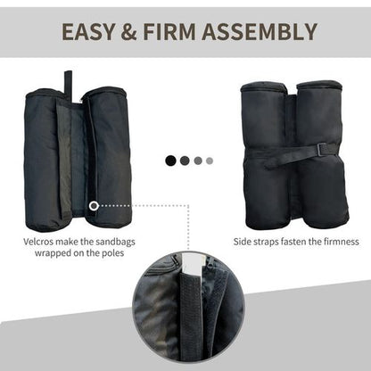 4 Pc Gazebo Sand Bag Weight Set-Black