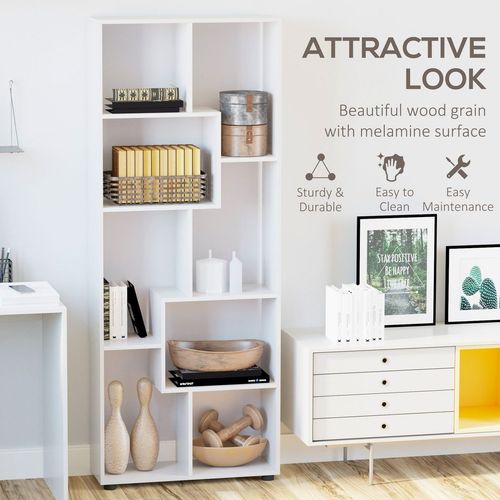 Multipurpose 8-Grid Bookshelf Decorative Shelf, Bathroom, Kitchen White