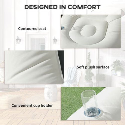 Outsunny Inflatable Chair and Foot Stool for Gaming, Reading, Watching, Grey