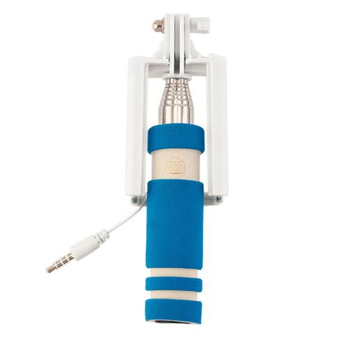Aquarius Black Mini Selfie Stick Monopod with AUX Wire, Sky Blue
