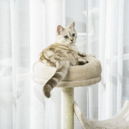 Multi-Level Large Cat Tree Scratching Post Perch Play Center Tunnel Beige