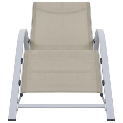 Sun Loungers 2 pcs with Table Aluminium Cream