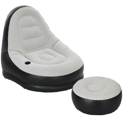 Outsunny Inflatable Chair and Foot Stool for Gaming, Reading, Watching, Grey