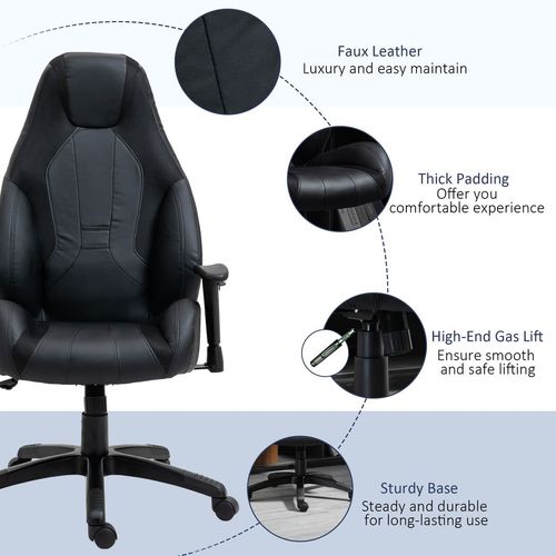 High Back Executive Office Chair Gaming Recliner w/ Footrest, Black