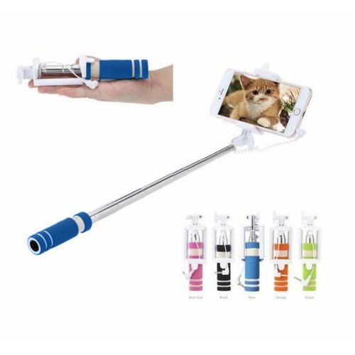Aquarius Black Mini Selfie Stick Monopod with AUX Wire, Sky Blue