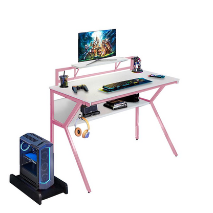 Neo Pink Ergonomic 2 Tier Gaming Computer Office Desk