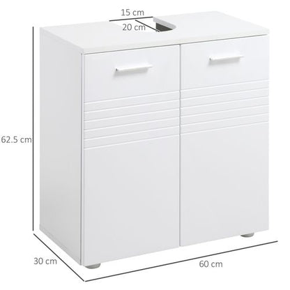 kleankin Bathroom Pedestal Under Sink Cabinet with Storage Shelf Double Door