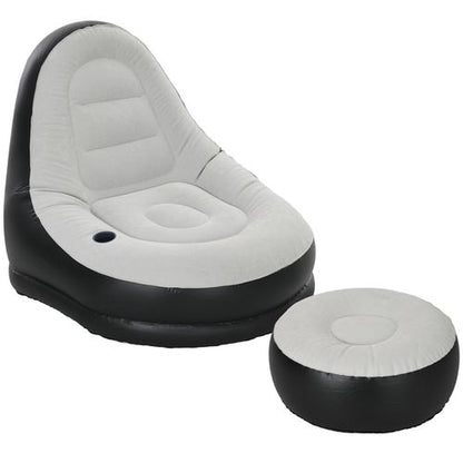 Outsunny Inflatable Chair and Foot Stool for Gaming, Reading, Watching, Grey