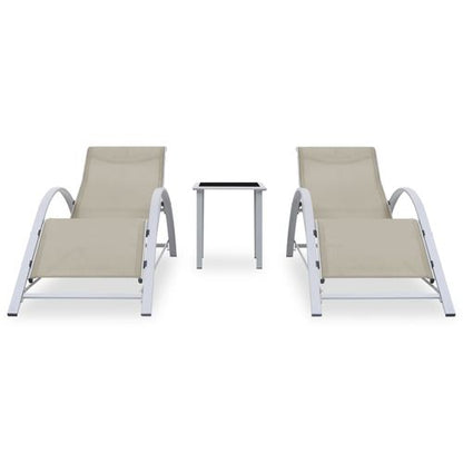 Sun Loungers 2 pcs with Table Aluminium Cream